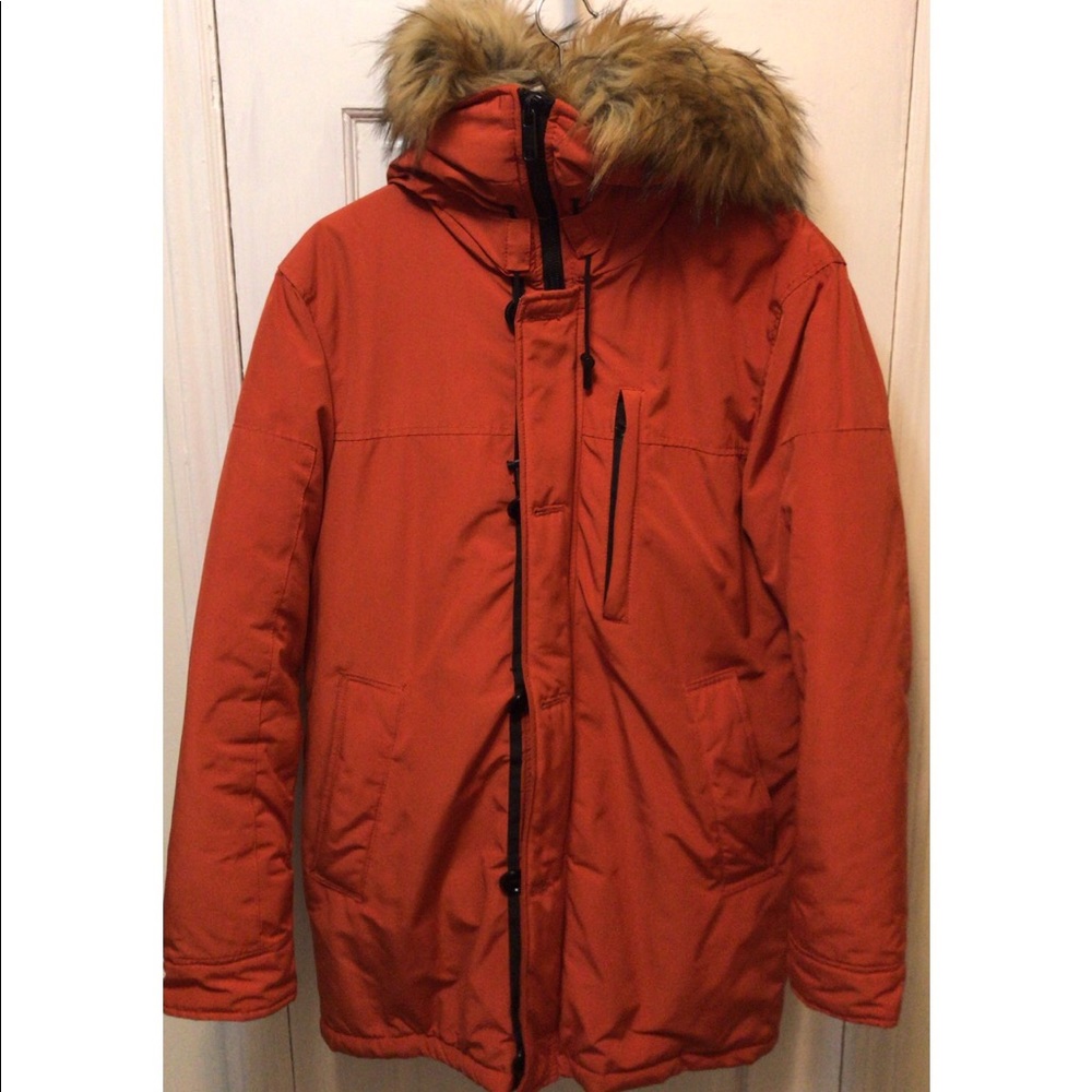 ZARA HOODED JACKET || COLOR: ORANGE || SIZE: M